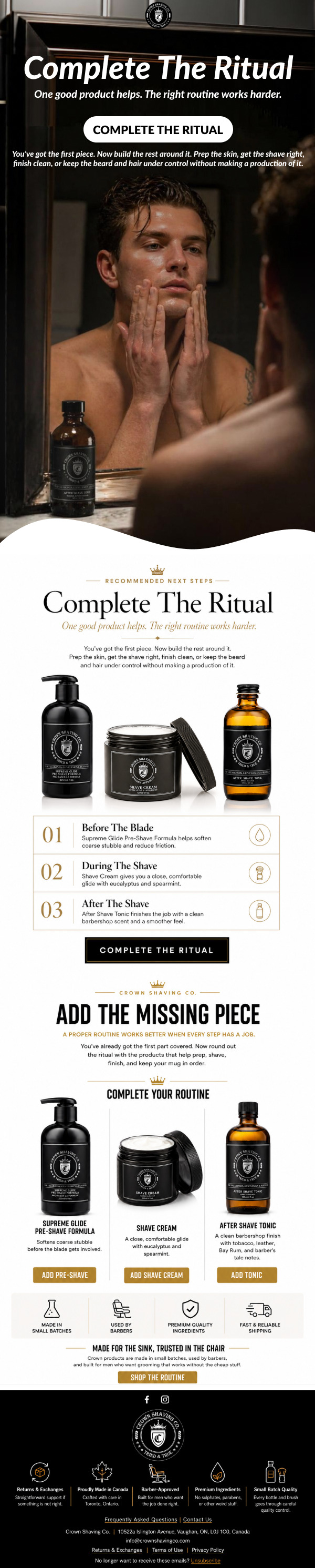 Cross-sell flow email design for a grooming brand — CopySharks